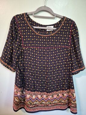 Madewell Navy Tunic with Multicolor Embroidery